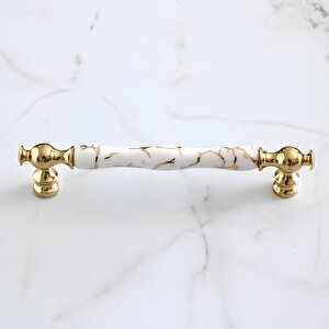 Anavarza Gerçek Porselen Gold Beyaz 160 Mm Mobilya Mutfak Kulp Çekmece Dolap Kulplar Kulpu Kulbu
