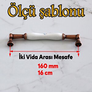 Termessos Gerçek Porselen Eskitme Antik Bakır 160 Mm Mobilya Mutfak Dolap Kulpu Kulbu Kulpları