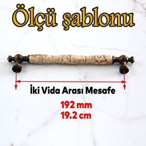 Edessa Gerçek Porselen Kahve Antik Sarı 192 Mm Mobilya Mutfak Kulp Çekmece Dolap Kulplar Kulpu Kulbu