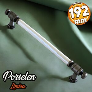 Limira Gerçek Porselen Sedef Eskitme Antik Gümüş 192 Mm Mobilya Mutfak Dolap Kulpu Kulbu Kulpları