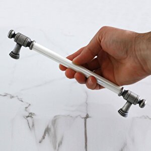 Limira Gerçek Porselen Sedef Eskitme Antik Gümüş 192 Mm Mobilya Mutfak Dolap Kulpu Kulbu Kulpları