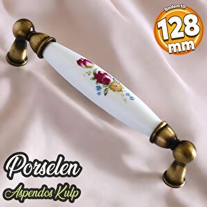 Aspendos Gerçek Porselen Antik Sarı 128 Mm Mobilya Mutfak Kulp Çekmece Dolap Kulplar Kulpu Kulbu