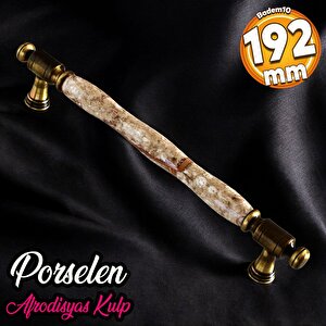 Afrodisyas Gerçek Porselen Antik Kahve 192 Mm Mobilya Mutfak Kulp Çekmece Dolap Kulplar Kulpu Kulbu