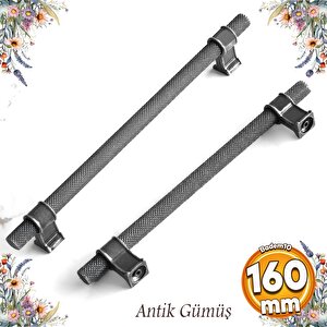 Hisar Eskitme Antik Gümüş Metal 160 Mm Tırtık Mobilya Mutfak Çekmece Dolap Kulpu Kulbu Kulpları