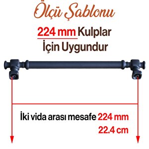 Talas Siyah Düz Metal Kulp 224 Mm 22.4 Cm Mobilya Mutfak Dolap Çekmece Dolabı Kapak Kulpları Kulb