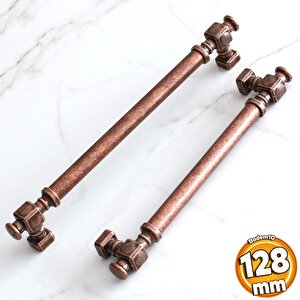 Talas Antik Bakır Düz Metal Kulp 128 Mm 12.8 Cm Mobilya Çekmece Dolabı Mutfak Dolap Kulpları Kulb