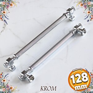 Talas Krom Çizgili Metal Kulp 128 Mm Mobilya Çekmece Dolabı Mutfak Dolap Kulpları Kulpu Kulbu