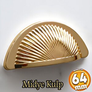 Yelken Midye Çanak 64 Mm Düğme Altın Gold Mobilya Mutfak Dolabı Çekmece Dolap Kulpları Kulpu Kulb