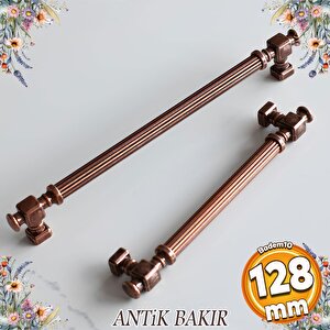 Talas Antik Bakır Çizgili Metal Kulp 128 Mm Mobilya Çekmece Dolabı Mutfak Dolap Kulpları Kulpu Kulbu