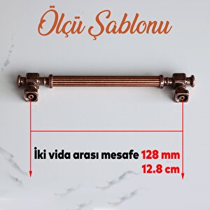 Talas Antik Bakır Çizgili Metal Kulp 128 Mm Mobilya Çekmece Dolabı Mutfak Dolap Kulpları Kulpu Kulbu