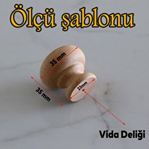 Ahşap Topaç Düğme Kulp Tek Vidalı Çekmece Mutfak Mobilya Dolabı Dolap Kulpu Kulbu Kulpları