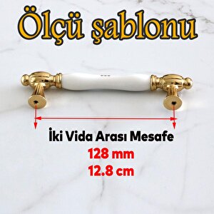 Pepuza Gerçek Porselen Altın Gold 128 Mm Mobilya Mutfak Kulp Çekmece Dolap Kulplar Kulpu Kulbu