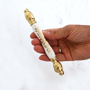Pepuza Gerçek Porselen Altın Gold 128 Mm Mobilya Mutfak Kulp Çekmece Dolap Kulplar Kulpu Kulbu
