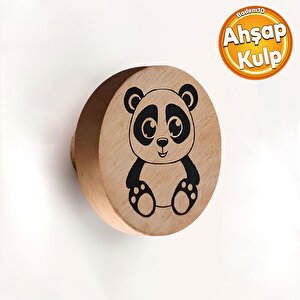Ahşap Kulp Düğme Panda Desenli Çocuk Odası Çekmece Mutfak Mobilya Dolabı Dolap Kulpu Kulbu Kulpları