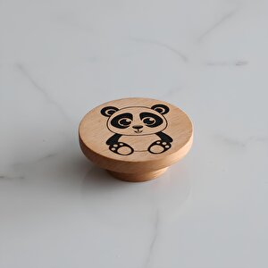 Ahşap Kulp Düğme Panda Desenli Çocuk Odası Çekmece Mutfak Mobilya Dolabı Dolap Kulpu Kulbu Kulpları