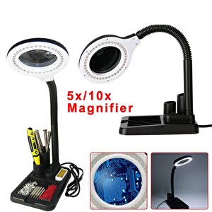Esnek 5x /10x 40 Led Işıklı Büyüteç - Lamba Büyüteç Okuma - Çalışma Lehim Masa Lambası A808