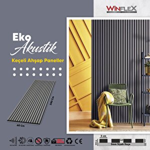 Wi̇nflex Eko Keçeli̇ Akusti̇k Ahşap Panel  – Antrasi̇t Gri̇ 60x240 cm