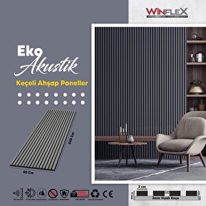 Wi̇nflex Eko Keçeli̇ Akusti̇k Ahşap Panel  – Antrasi̇t Gri̇ 60x240 cm