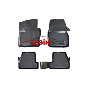 Ford Focus 3 Sedan Düz Zemin İnce Stepne Kulaklı Siyah 3d Havuzlu Paspas + Siyah Bagaj Havuzu 2014