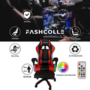 Fashcolle Red Star Işıklı - Masaj Özellikli Oyuncu Koltuğu Kırmızı-siyah