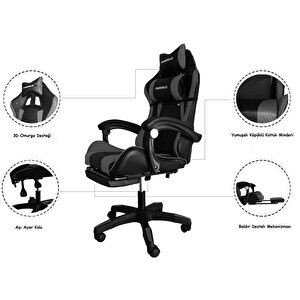 Fashcolle Dynamic Grey Masajlı Oyuncu Koltuğu