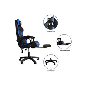 Blue Star Işıklı - Masaj Özellikli Oyuncu Koltuğu Mavi-siyah Mavi