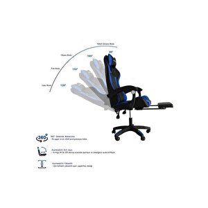 Fashcolle Blue Star Işıklı - Masaj Özellikli Oyuncu Koltuğu Mavi-siyah