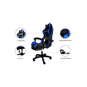 Fashcolle Blue Star Işıklı - Masaj Özellikli Oyuncu Koltuğu Mavi-siyah