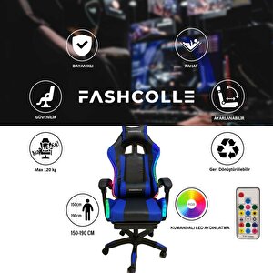 Fashcolle Blue Star Işıklı - Masaj Özellikli Oyuncu Koltuğu Mavi-siyah