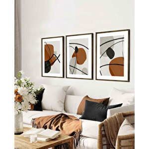Kiremit Rengi Soyut Çerçeveli Tablo Set 40x50 Cm