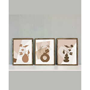 Vazodaki Çiçekler Çerçeveli Tablo Set 30x40 Cm