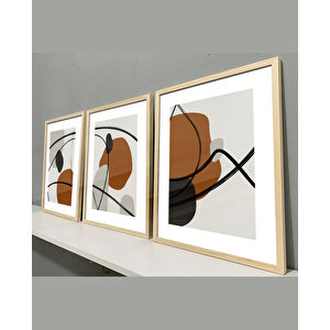 Kiremit Rengi Soyut Çerçeveli Tablo Set 40x50 Cm