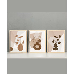 Vazodaki Çiçekler Çerçeveli Tablo Set 40x50 Cm