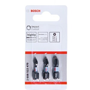 - Impact Control Serisi Vidalama Ucu Ph*25 Mm 3'lü Set (ph1/2/3)
