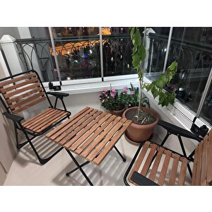 Rena Serisi Katlanabilir Bahçe, Balkon, Kamp ,piknik Sandalye Masa Seti Ahşap