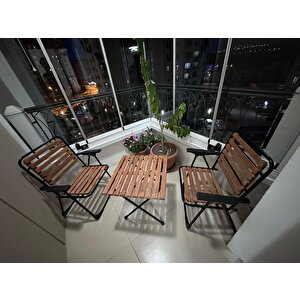 Rena Serisi Katlanabilir Bahçe, Balkon, Kamp ,piknik Sandalye Masa Seti Ahşap
