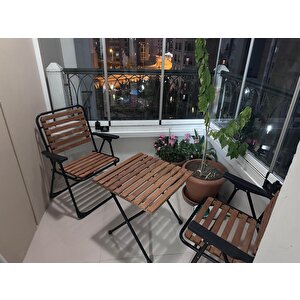 Rena Serisi Katlanabilir Bahçe, Balkon, Kamp ,piknik Sandalye Masa Seti Ahşap