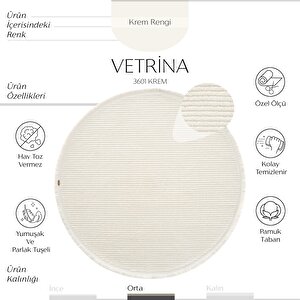 Cool Halı Vetrina 3601 Krem Yumuşak Doku Halı Kilim Salon Mutfak Kesme Yolluk Yuvarlak Makine Halısı
