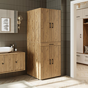Banyo Dolabı Kapaklı Çamaşır Ve Kurutma Makinesi Dolabı 70x185 Cm Atlantik Çam