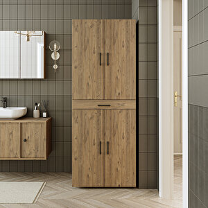 Banyo Dolabı Kapaklı Çamaşır Ve Kurutma Makinesi Dolabı 70x185 Cm Atlantik Çam