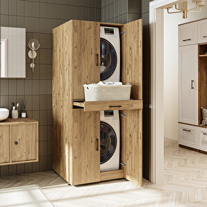 Roomart Banyo Dolabı Kapaklı Çamaşır Ve Kurutma Makinesi Dolabı 70x185 Cm