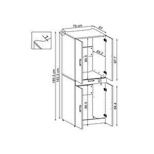 Banyo Dolabı Kapaklı Çamaşır Ve Kurutma Makinesi Dolabı 70x185 Cm Atlantik Çam - Beyaz