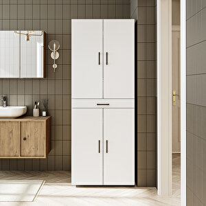 Banyo Dolabı Kapaklı Çamaşır Ve Kurutma Makinesi Dolabı 70x185 Cm Atlantik Çam - Beyaz