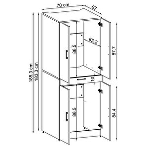 Roomart Banyo Dolabı Kapaklı Çamaşır Ve Kurutma Makinesi Dolabı 70x185 Cm