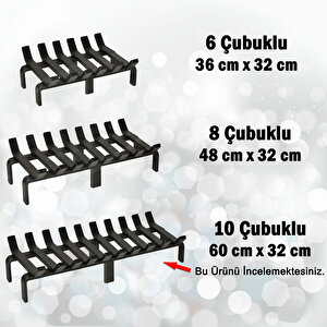 Şömine Izgarası 10 Çubuklu 60 Cm X 32 Cm Ekstra Dar Gözlü Izgara