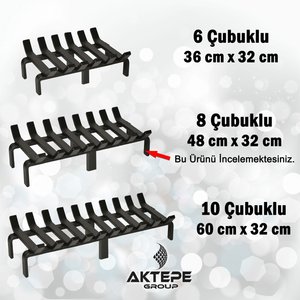 Şömine Izgarası 8 Çubuklu 48 Cm X 32 Cm Ekstra Dar Gözlü Izgara
