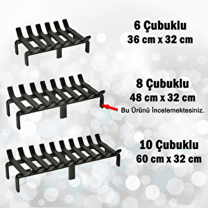 Şömine Izgarası 8 Çubuklu 48 Cm X 32 Cm Ekstra Dar Gözlü Izgara