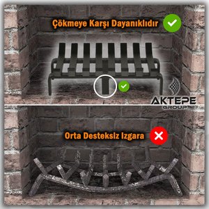 Şömine Izgarası 8 Çubuklu 48 Cm X 32 Cm Ekstra Dar Gözlü Izgara