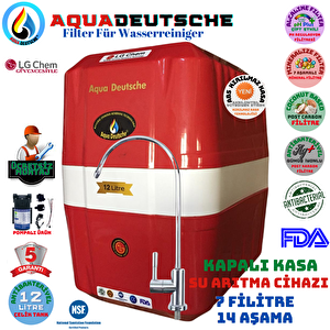 Aqua Deutsche Plus Kirmizi-beyaz 12 Li̇tre 7 Fi̇li̇tre 14 Aşama Pompali Ücretsi̇z Montajli Su Aritma Ci̇hazi