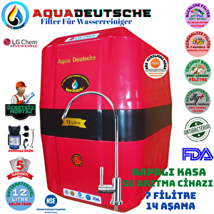 Aqua Deutsche Plus Kirmizi-si̇yah 12 Li̇tre 7 Fi̇li̇tre 14 Aşama Pompali Ücretsi̇z Montajli Su Aritma Ci̇hazi